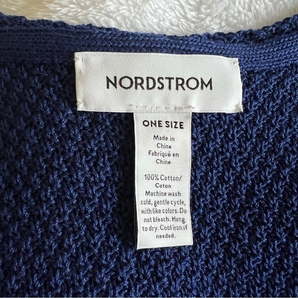 Nordstrom Cardigan Sweater Women One Size Navy Blue Hooded Oversized - Picture 5 of 5